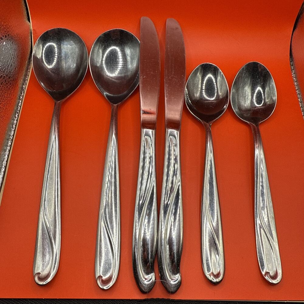 (6)Reed & Barton EDGARTOWN Soup Serving Spoon Knife Stainless Flatware Glossy